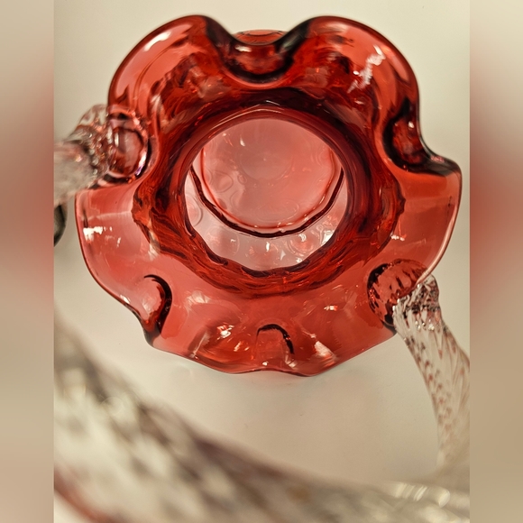 Vintage Fenton Cranberry Coin Dot Basket - Picture 5 of 7